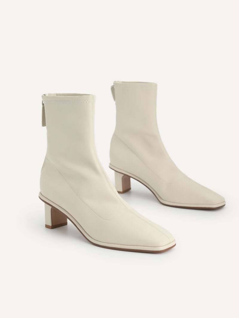 Pedro Heel Boots Women Ankle Boots Chalk | Q9Q-1356