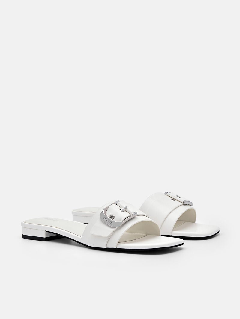 Pedro Helix Buckle Sandals Women Flats Chalk | Q9Q-2569