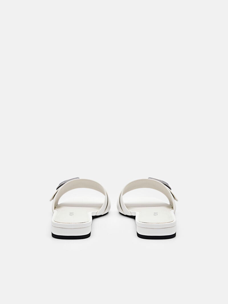 Pedro Helix Buckle Sandals Women Flats Chalk | Q9Q-2569
