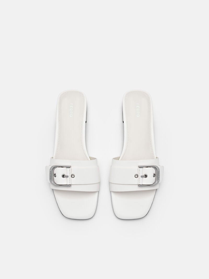 Pedro Helix Buckle Sandals Women Flats Chalk | Q9Q-2569