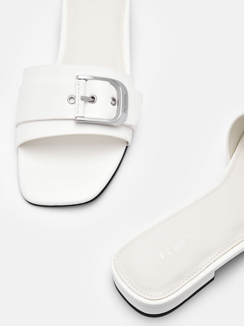 Pedro Helix Buckle Sandals Women Flats Chalk | Q9Q-2569