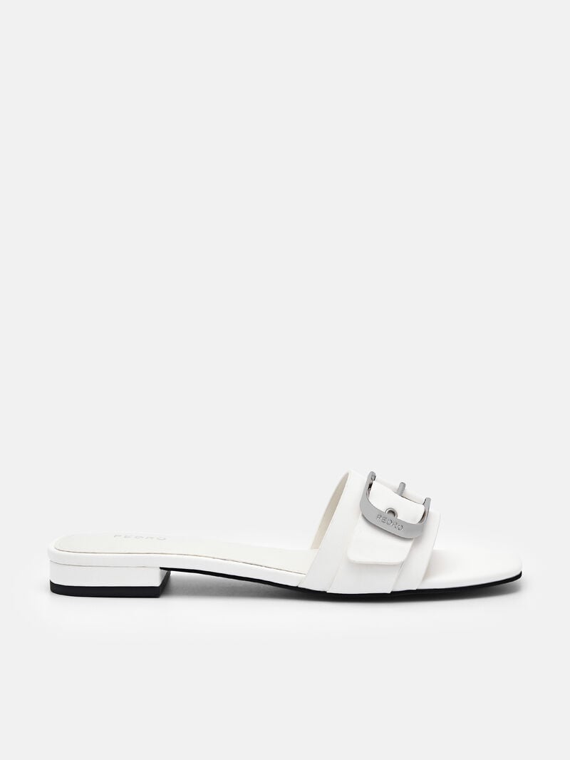 Pedro Helix Buckle Sandals Women Flats Chalk | Q9Q-2569