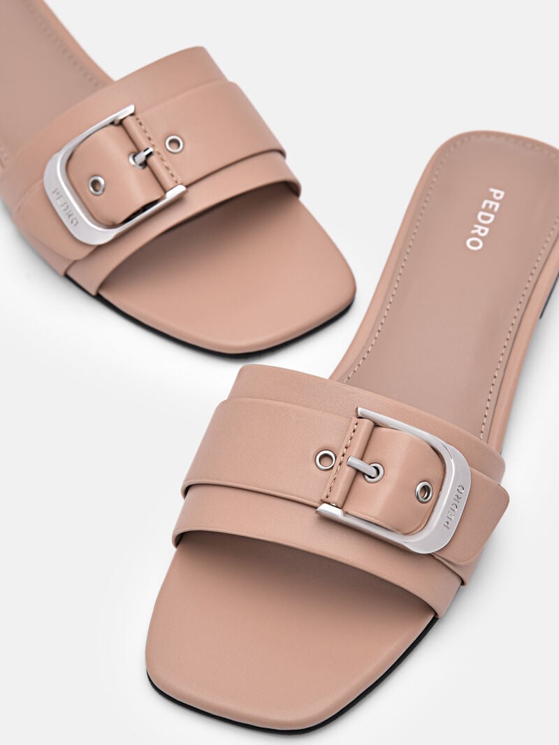 Pedro Helix Buckle Sandals Women Flats Taupe | Q9Q-2570