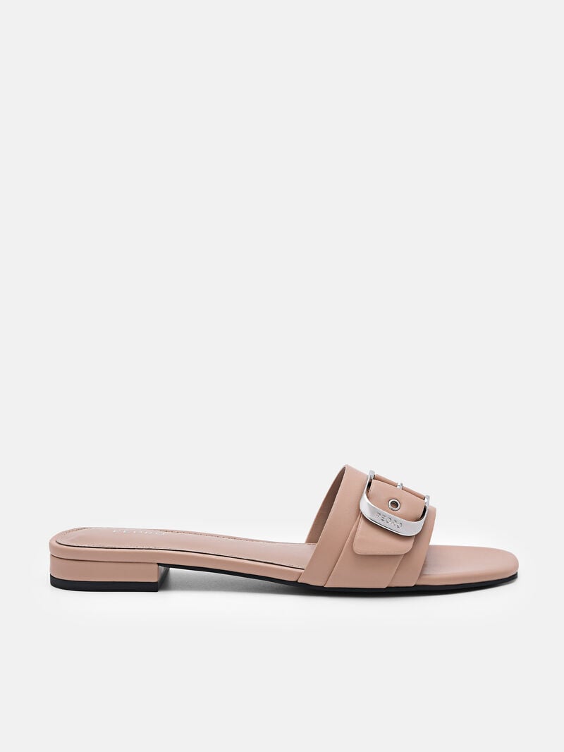 Pedro Helix Buckle Sandals Women Flats Taupe | Q9Q-2570