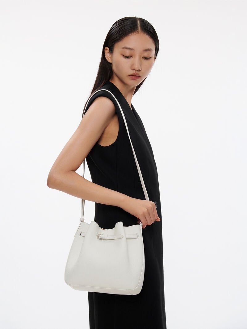 Pedro Helix Leather Bags Women Bucket Bags White | Q9Q-2539