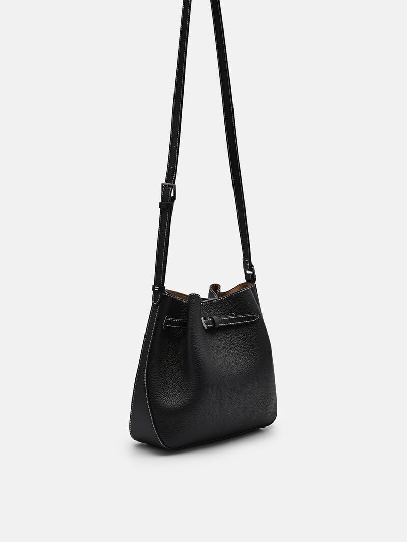 Pedro Helix Leather Bags Women Bucket Bags Black | Q9Q-2537