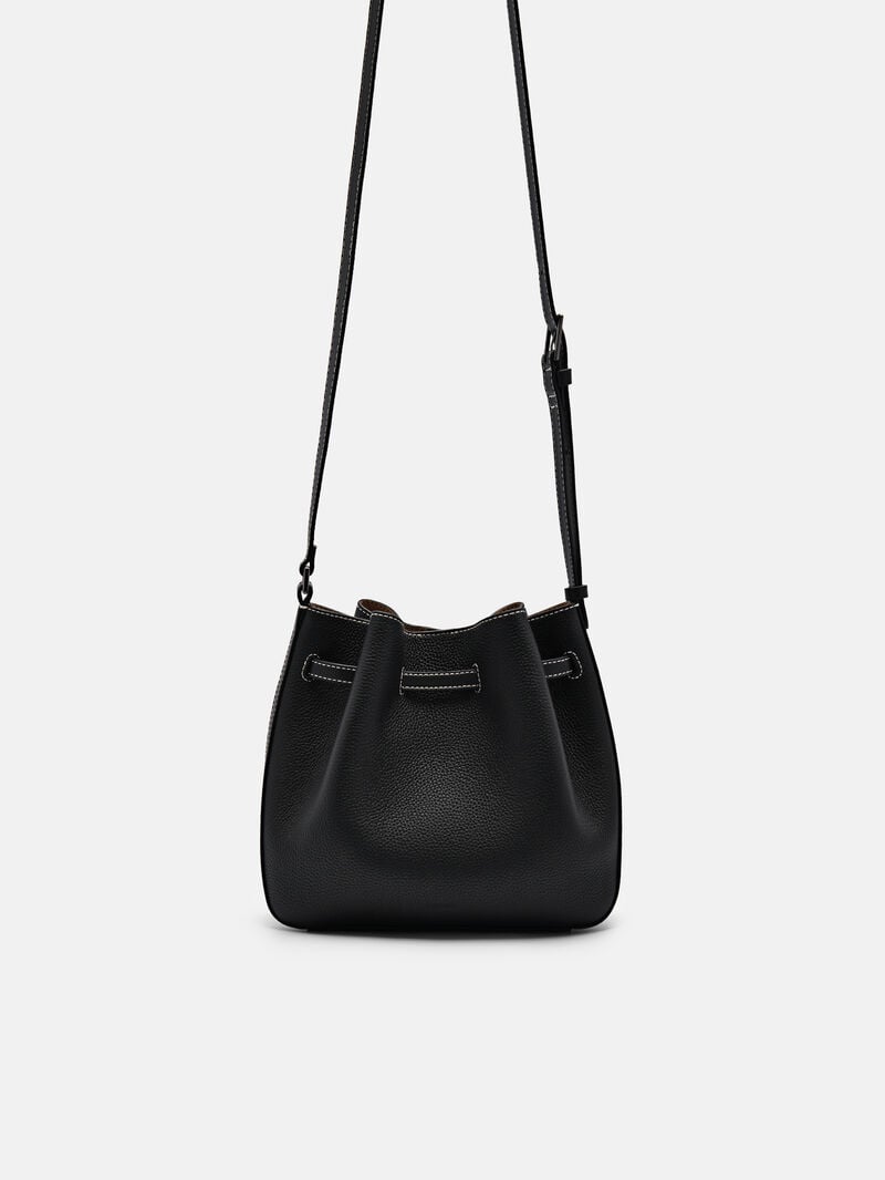 Pedro Helix Leather Bags Women Bucket Bags Black | Q9Q-2537
