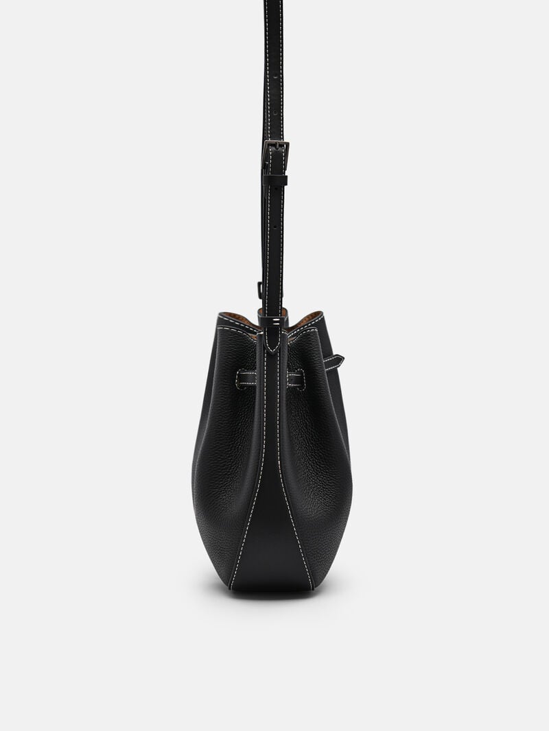 Pedro Helix Leather Bags Women Bucket Bags Black | Q9Q-2537
