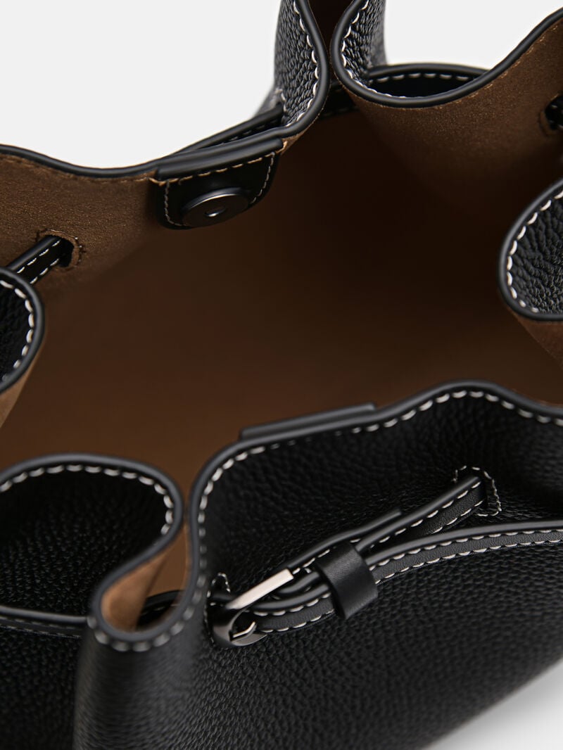 Pedro Helix Leather Bags Women Bucket Bags Black | Q9Q-2537