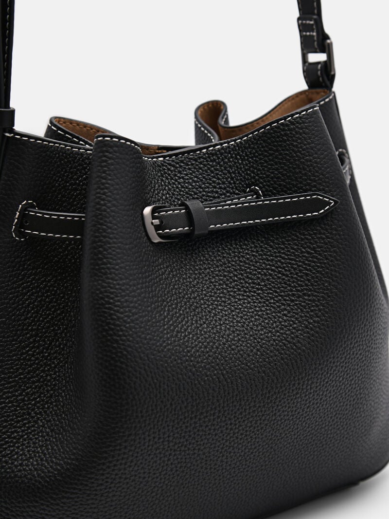 Pedro Helix Leather Bags Women Bucket Bags Black | Q9Q-2537