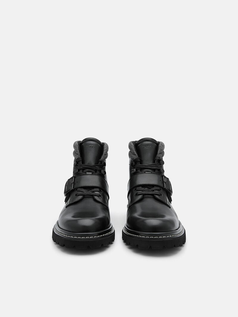 Pedro Helix Leather Boots Men Boots Black | Q9Q-2561