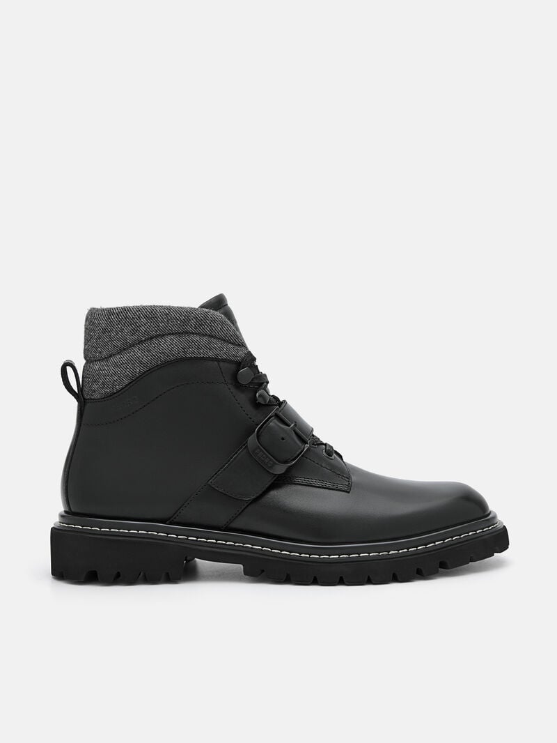 Pedro Helix Leather Boots Men Boots Black | Q9Q-2561