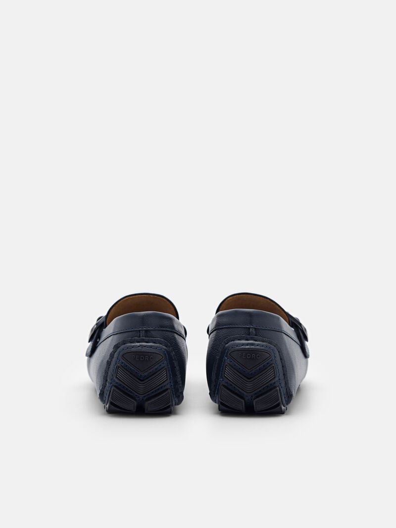 Pedro Helix Leather Men Moccasins Navy | Q9Q-2565