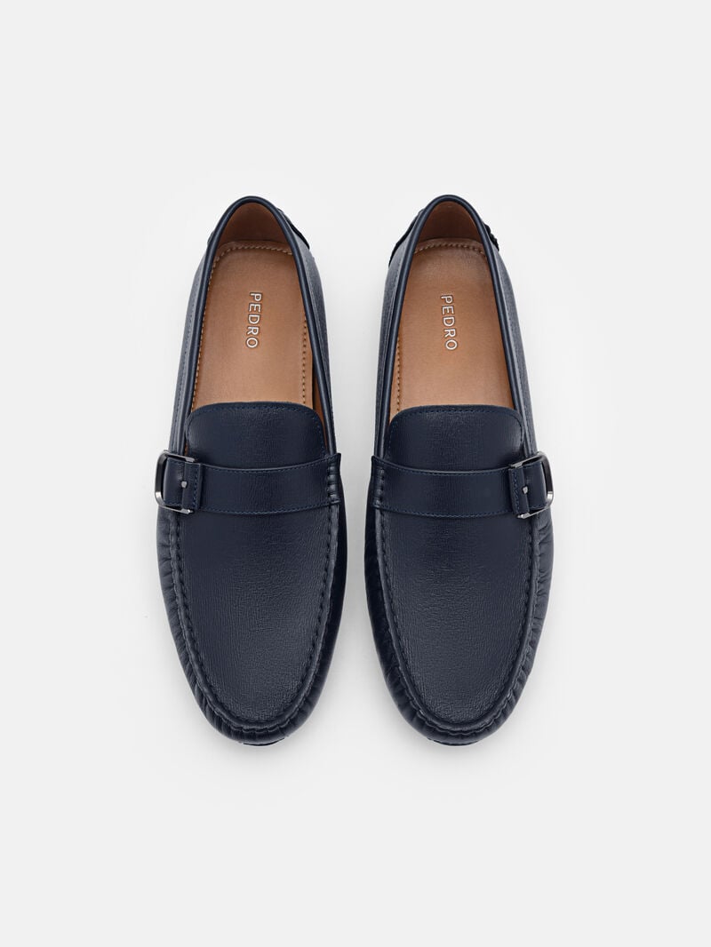 Pedro Helix Leather Men Moccasins Navy | Q9Q-2565
