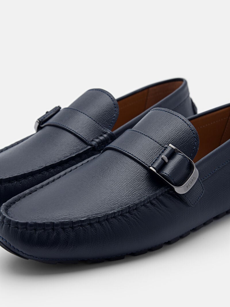 Pedro Helix Leather Men Moccasins Navy | Q9Q-2565