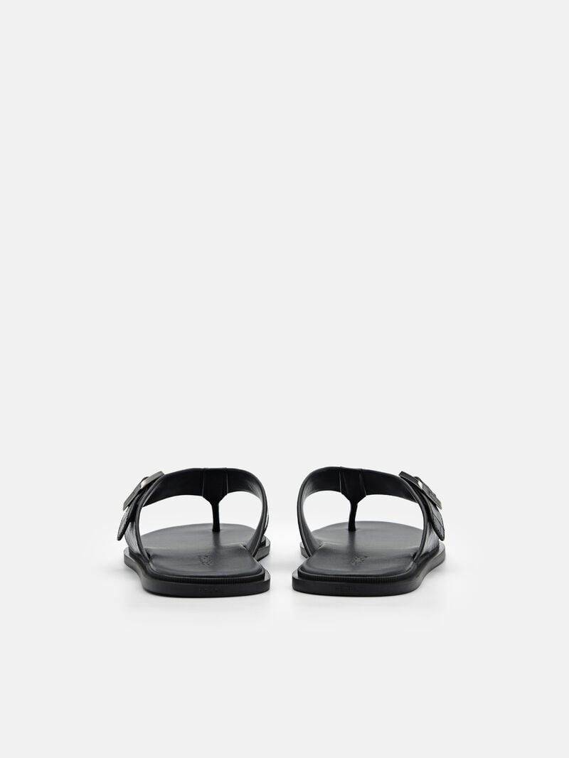 Pedro Helix Leather Thong Men Sandals Black | Q9Q-2558