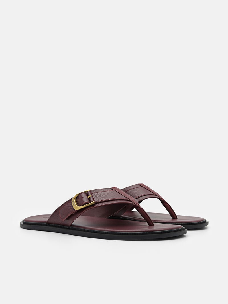 Pedro Helix Leather Thong Men Sandals Mahogany | Q9Q-2559