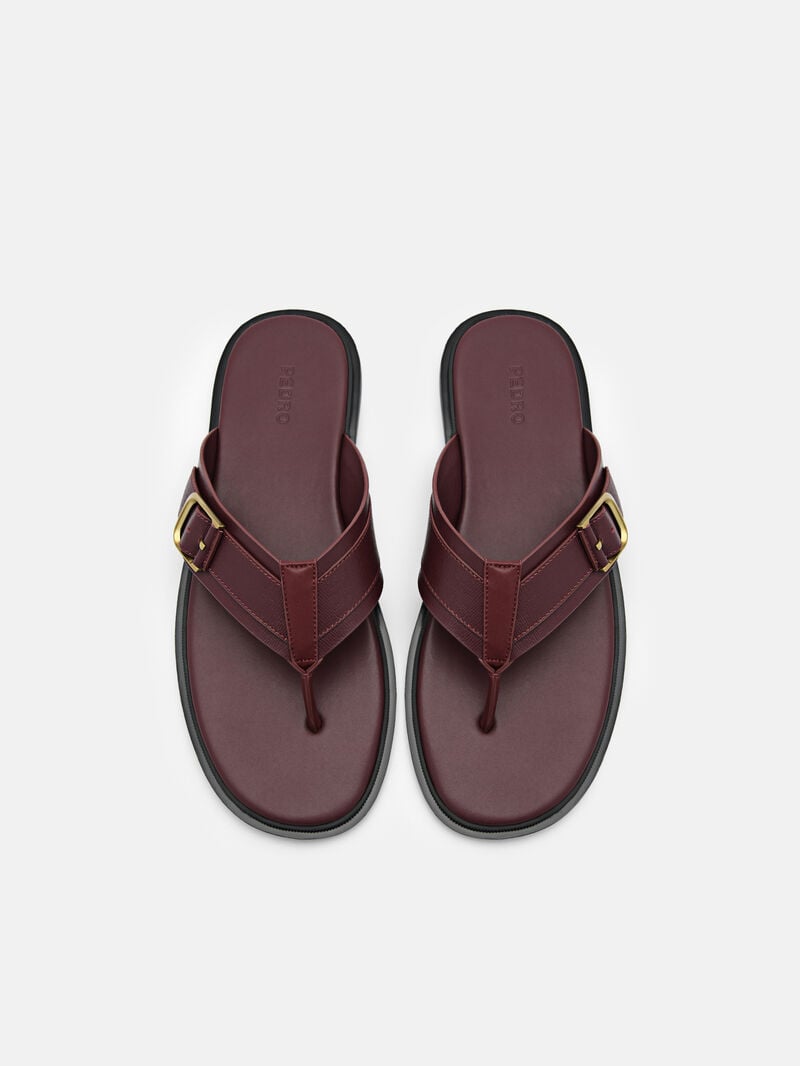Pedro Helix Leather Thong Men Sandals Mahogany | Q9Q-2559
