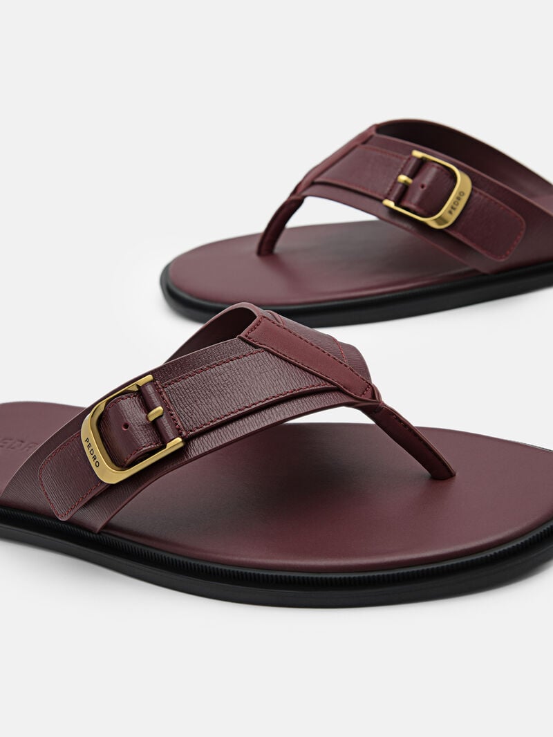 Pedro Helix Leather Thong Men Sandals Mahogany | Q9Q-2559