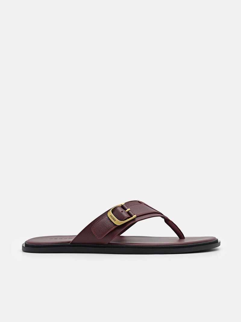 Pedro Helix Leather Thong Men Sandals Mahogany | Q9Q-2559