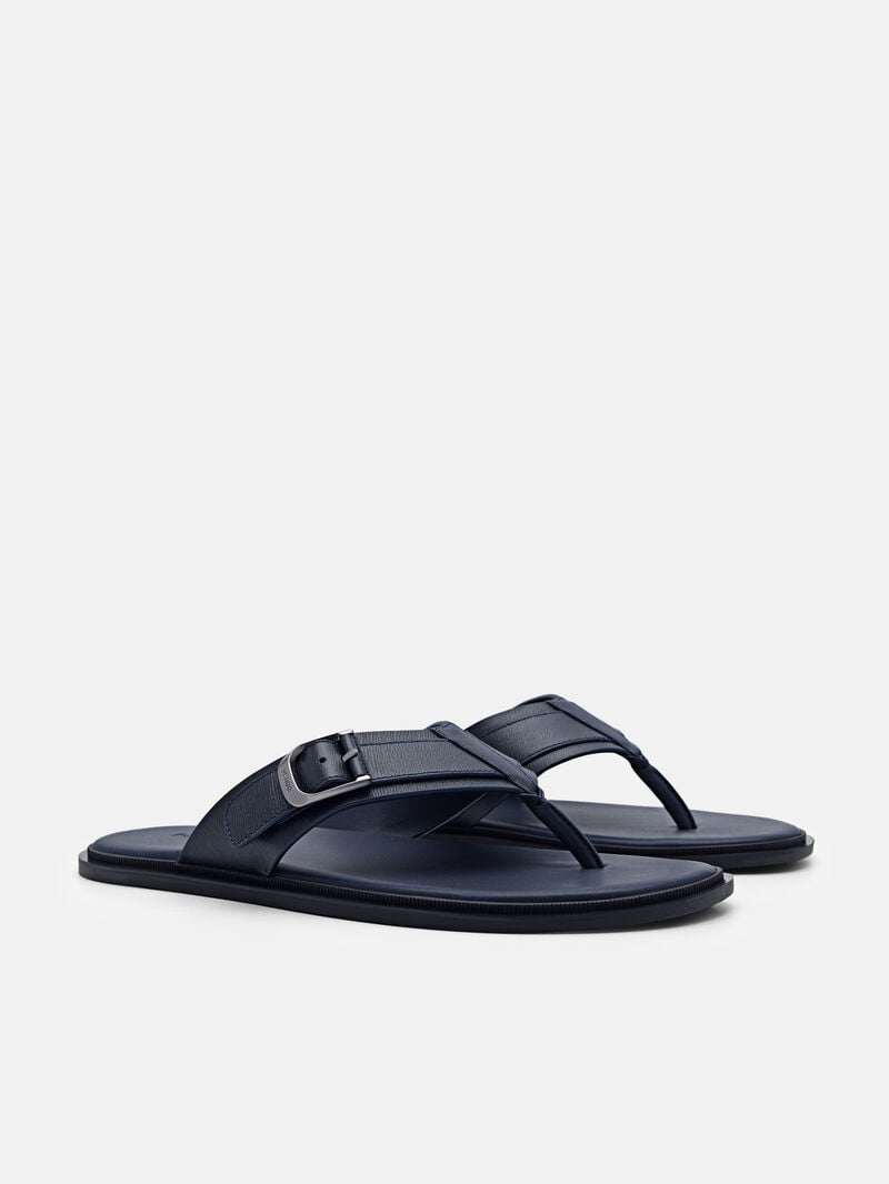 Pedro Helix Leather Thong Men Sandals Navy | Q9Q-2560