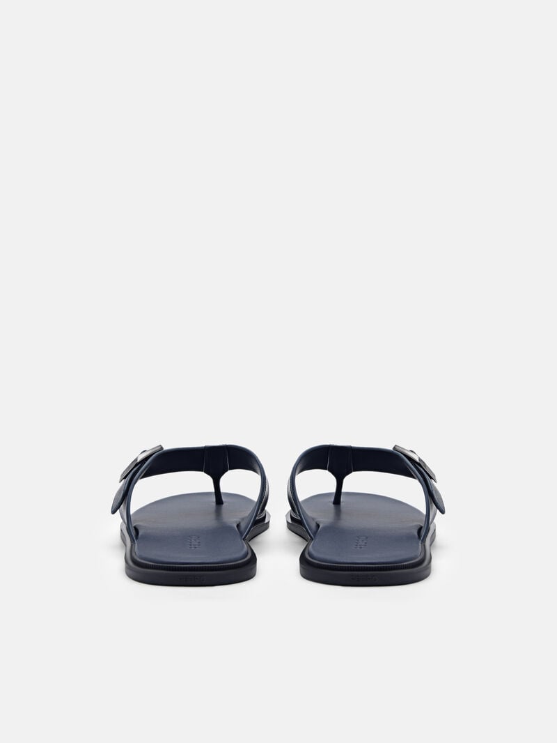 Pedro Helix Leather Thong Men Sandals Navy | Q9Q-2560