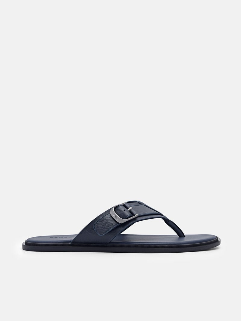 Pedro Helix Leather Thong Men Sandals Navy | Q9Q-2560