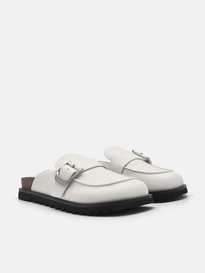Pedro Helix Mules Women Flats White | Q9Q-2557
