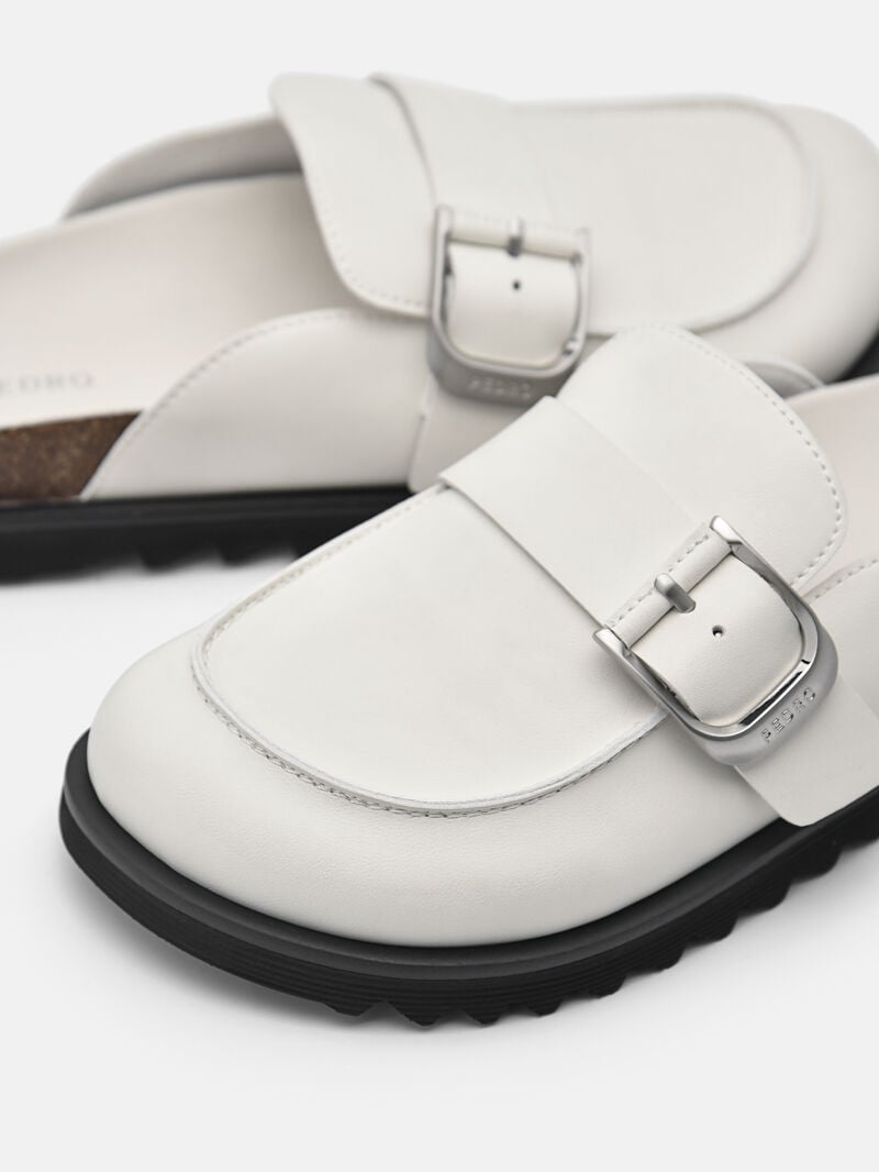 Pedro Helix Mules Women Flats White | Q9Q-2557