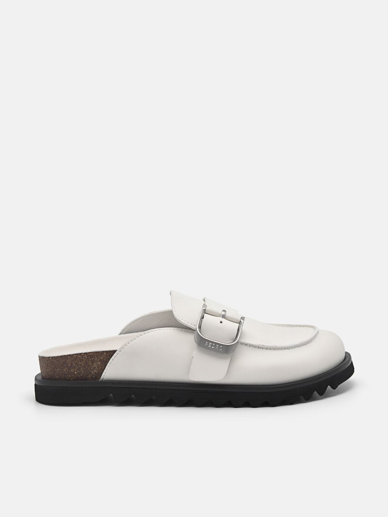 Pedro Helix Mules Women Flats White | Q9Q-2557
