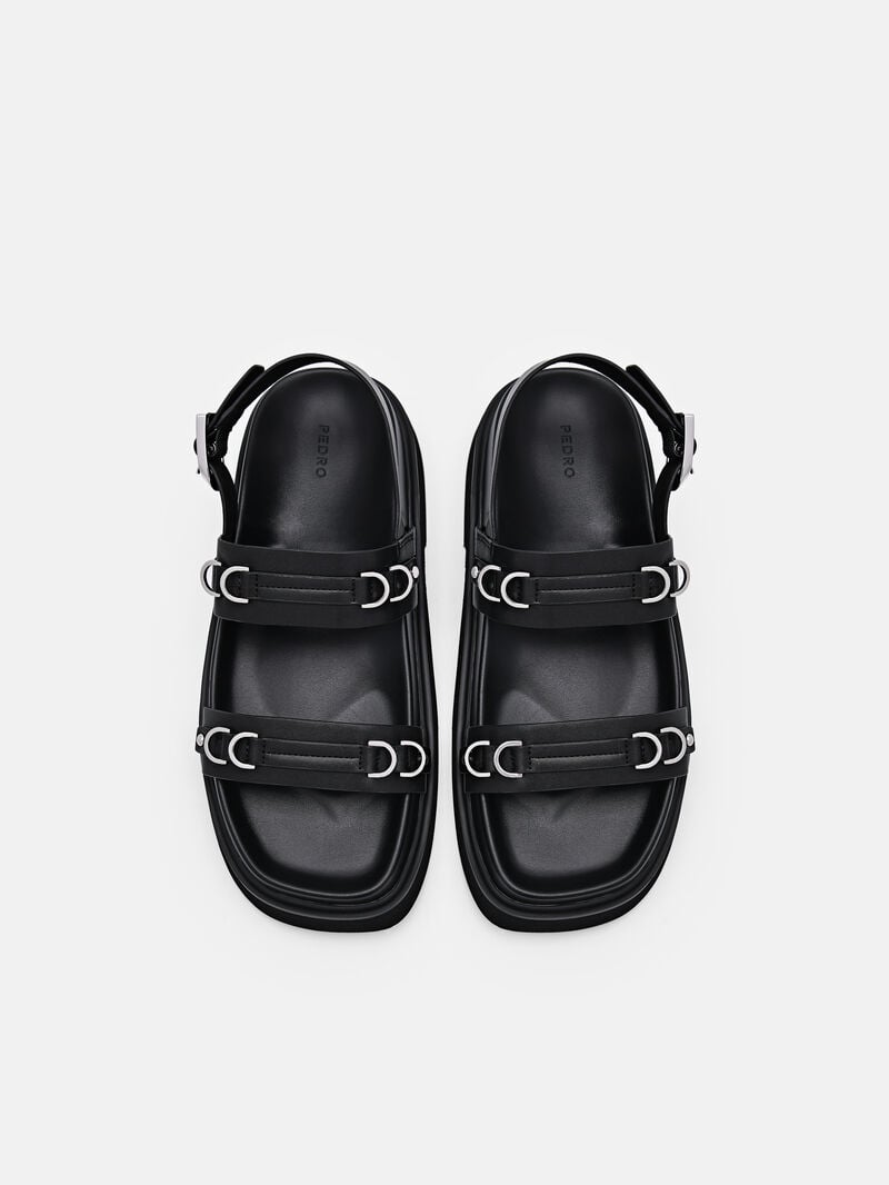 Pedro Helix Slingback Sandals Women Flats Black | Q9Q-2545