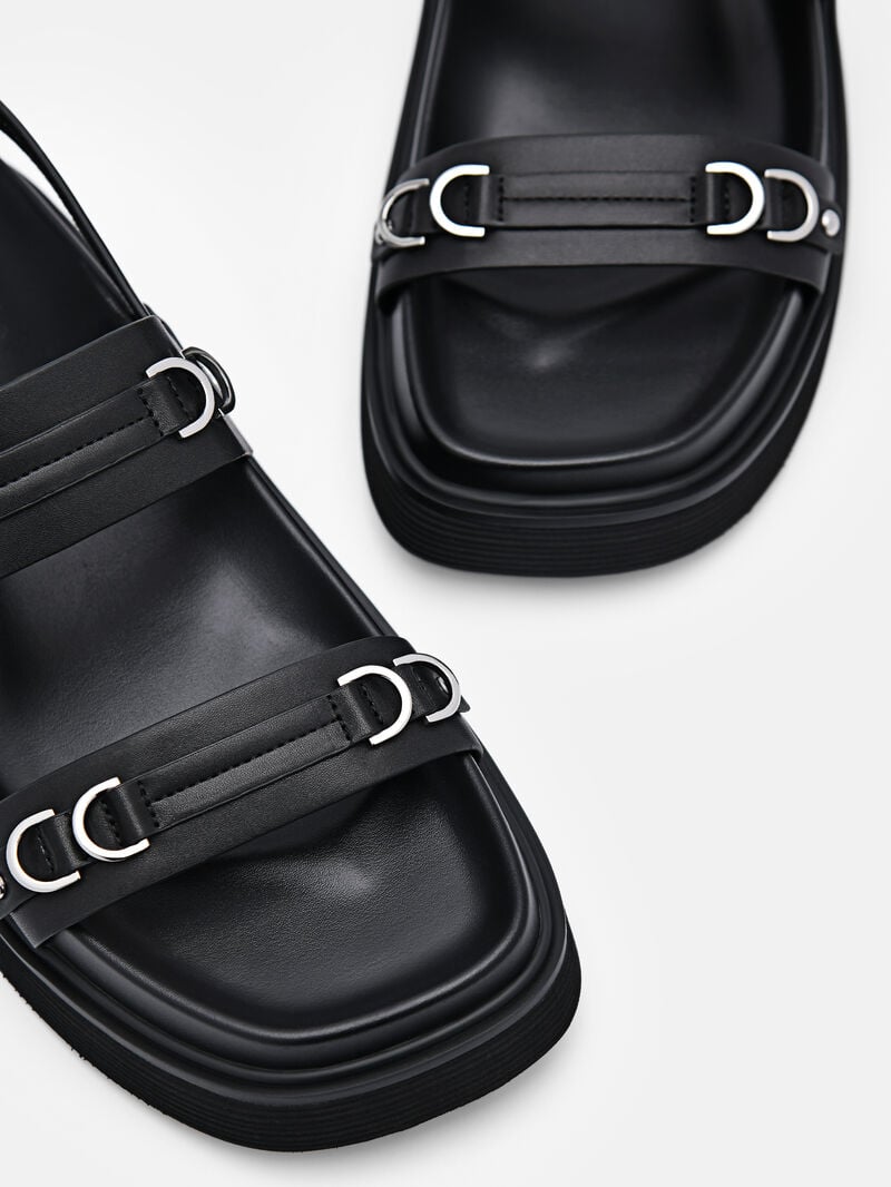 Pedro Helix Slingback Sandals Women Flats Black | Q9Q-2545