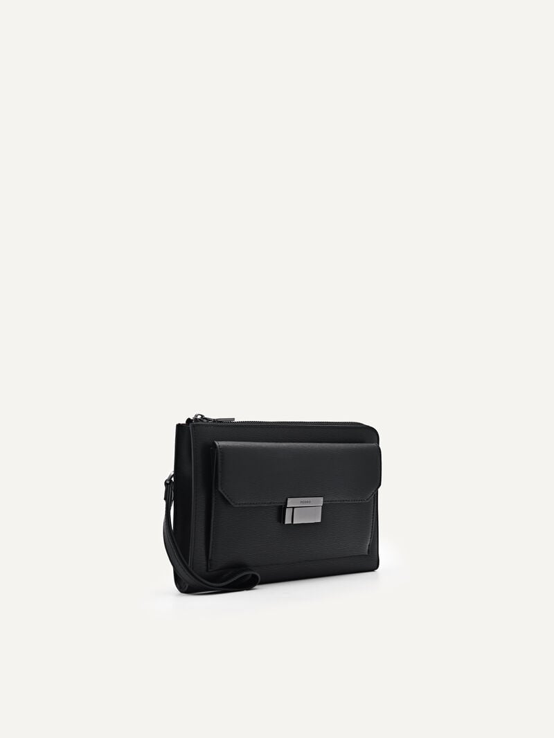 Pedro Henry Leather Bags Men Clutches Black | Q9Q-2522