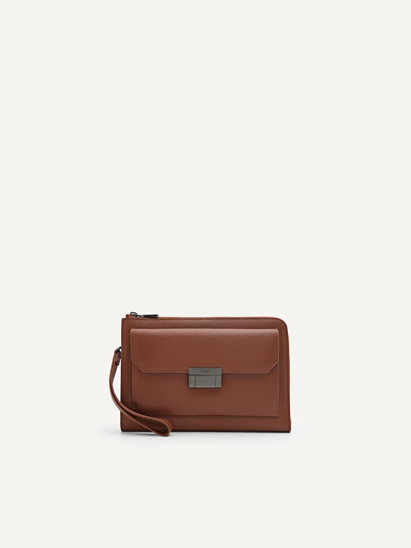 Pedro Henry Leather Bags Men Clutches Cognac | Q9Q-2524