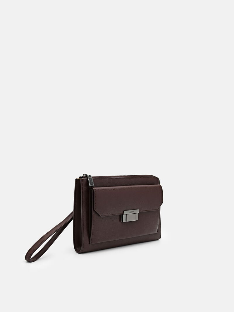 Pedro Henry Leather Bags Men Clutches Dark Brown | Q9Q-2527