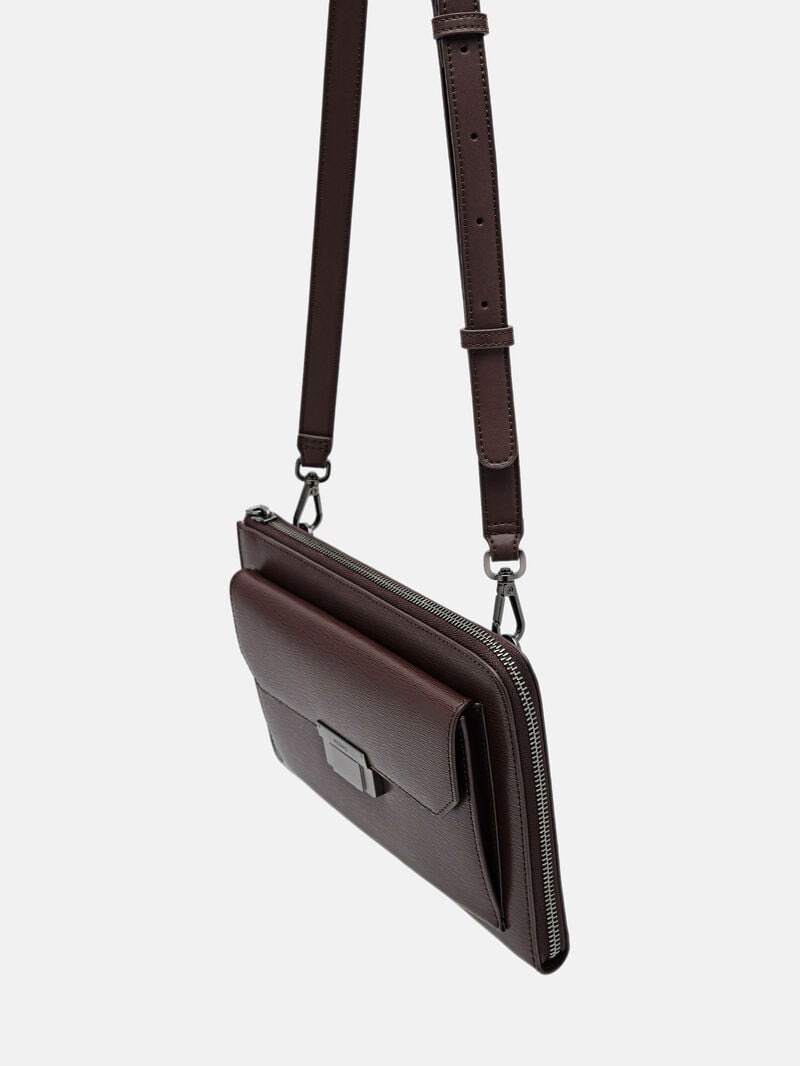 Pedro Henry Leather Bags Men Clutches Dark Brown | Q9Q-2527