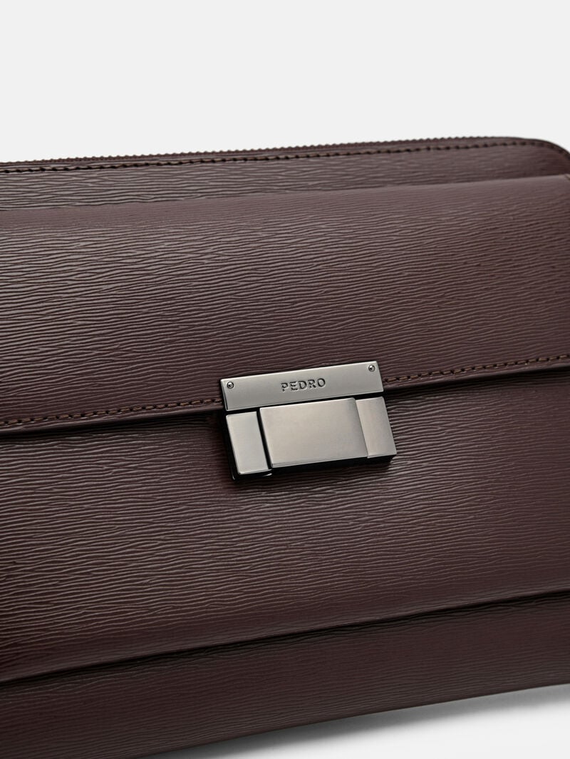 Pedro Henry Leather Bags Men Clutches Dark Brown | Q9Q-2527