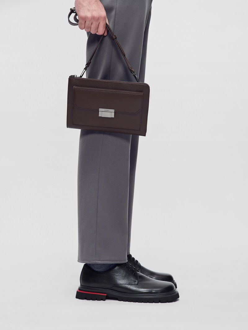 Pedro Henry Leather Bags Men Clutches Dark Brown | Q9Q-2527