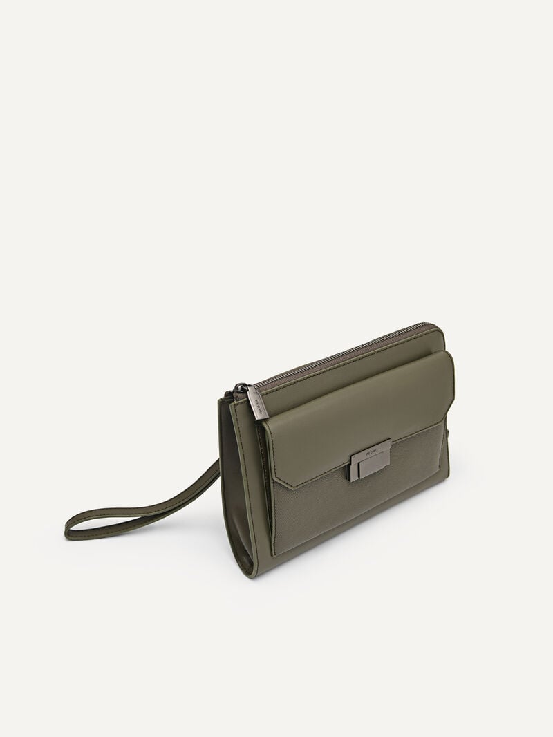 Pedro Henry Leather Bags Men Clutches Military Green | Q9Q-2525