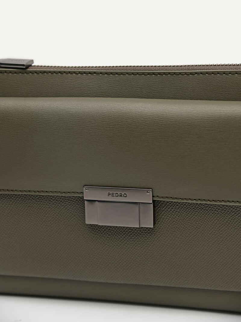 Pedro Henry Leather Bags Men Clutches Military Green | Q9Q-2525