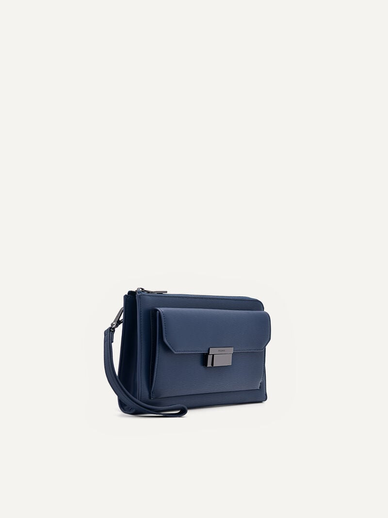 Pedro Henry Leather Bags Men Clutches Navy | Q9Q-2523