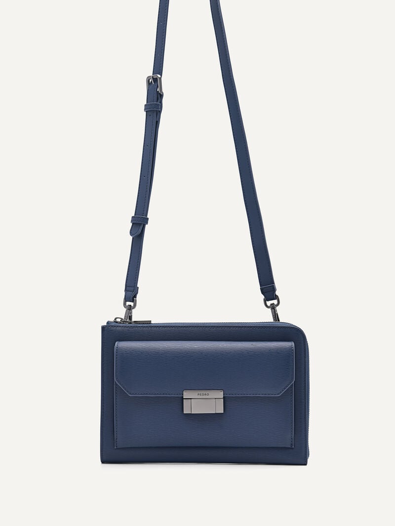 Pedro Henry Leather Bags Men Clutches Navy | Q9Q-2523