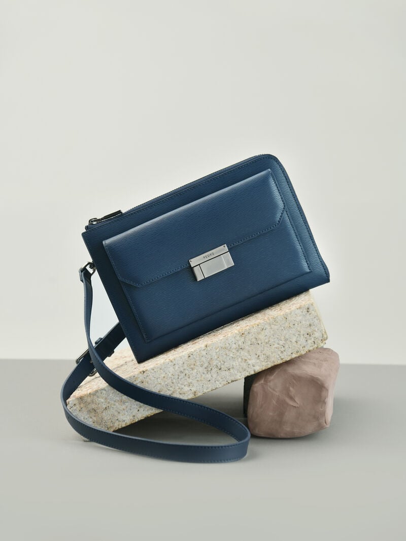 Pedro Henry Leather Bags Men Clutches Navy | Q9Q-2523