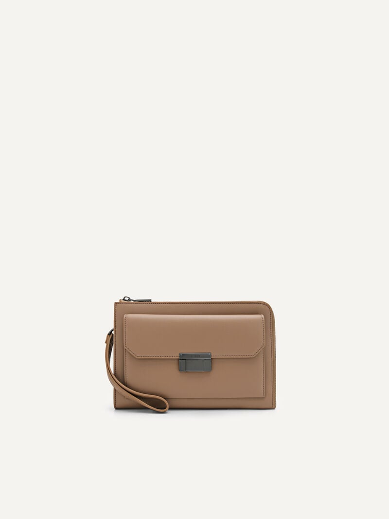 Pedro Henry Leather Bags Men Clutches Taupe | Q9Q-2526