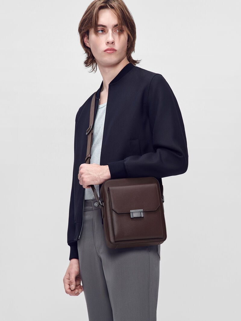 Pedro Henry Leather Bags Men Sling Bags Dark Brown | Q9Q-2520