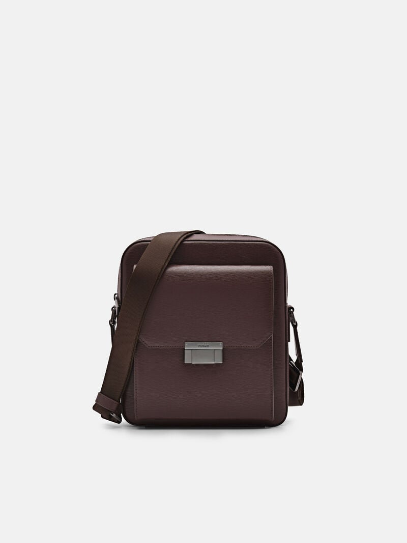 Pedro Henry Leather Bags Men Sling Bags Dark Brown | Q9Q-2520