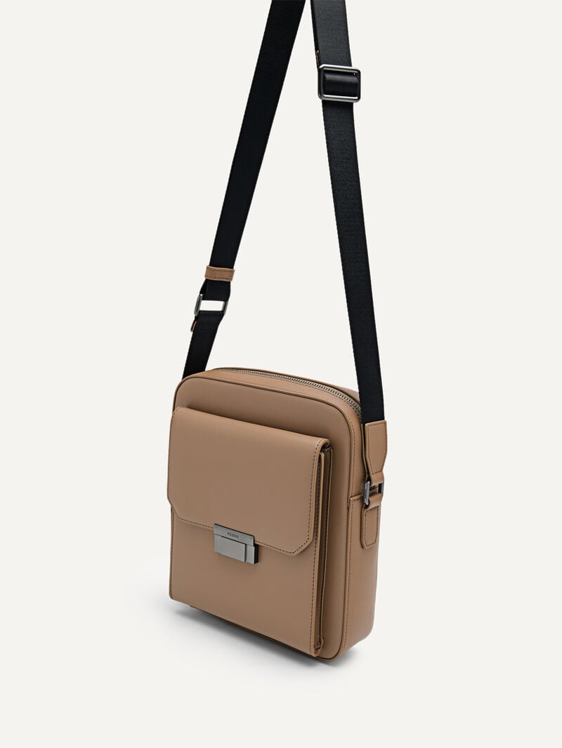 Pedro Henry Leather Bags Men Sling Bags Taupe | Q9Q-2519