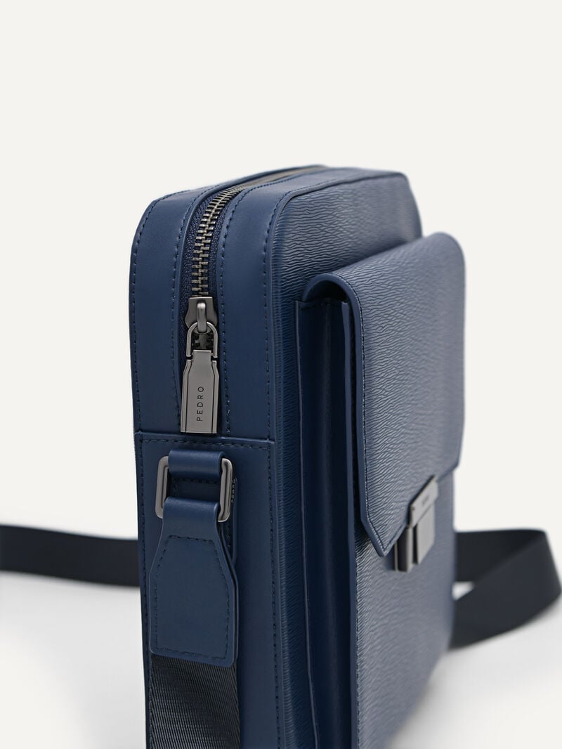 Pedro Henry Leather Sling Bags Men Small Bags Navy | Q9Q-2512