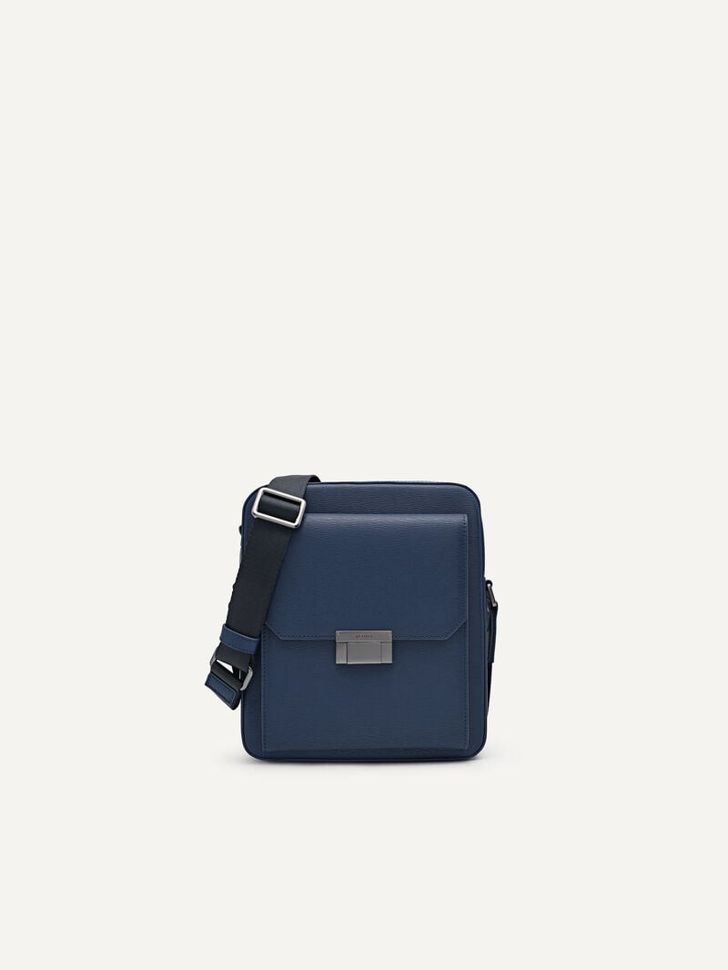 Pedro Henry Leather Sling Bags Men Small Bags Navy | Q9Q-2512
