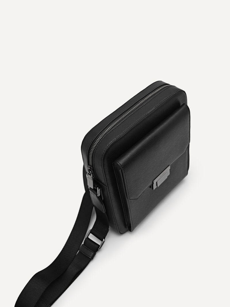 Pedro Henry Leather Sling Bags Men Small Bags Black | Q9Q-2511